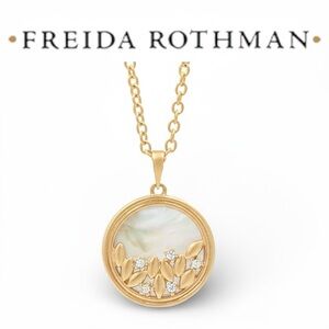 Freida Rothman “FLEUR BLOOM” Mother of Pearl round pendant necklace | NEW